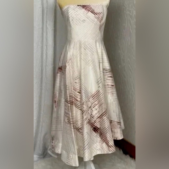 White House Black Market Dresses & Skirts - White House Black Market Strapless Fit/Flare Asymmetrical Dress Cream/Pink 10